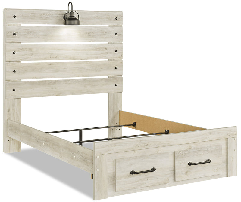 Abby Storage Bed with LED Light & USB Ports, White - Full Size