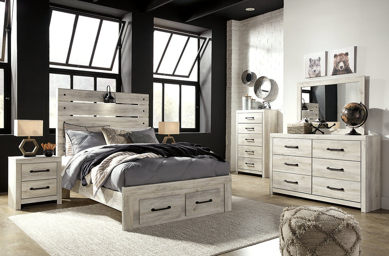 Abby Storage Bed with LED Light & USB Ports, White - Full Size