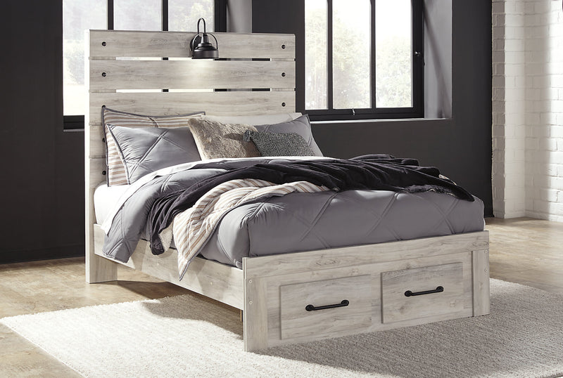 Abby Storage Bed with LED Light & USB Ports, White - Full Size