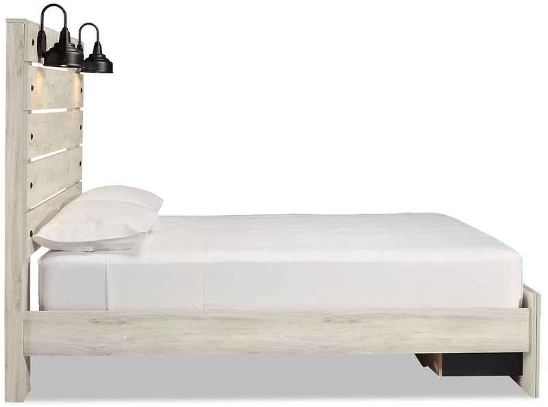 Abby 5pc Bedroom Set with Storage Bed, Dresser & Mirror, LED, USB, White - King Size