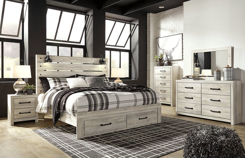 Abby 5pc Bedroom Set with Storage Bed, Dresser & Mirror, LED, USB, White - King Size