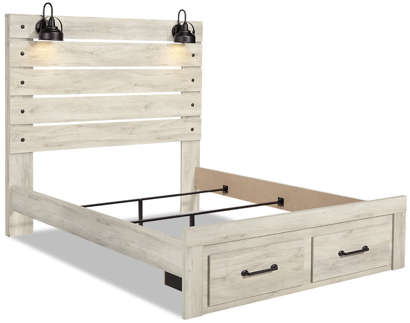 Abby 5pc Bedroom Set with Storage Bed, Dresser & Mirror, LED, USB, White - Queen Size