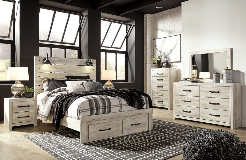 Abby 5pc Bedroom Set with Storage Bed, Dresser & Mirror, LED, USB, White - Queen Size