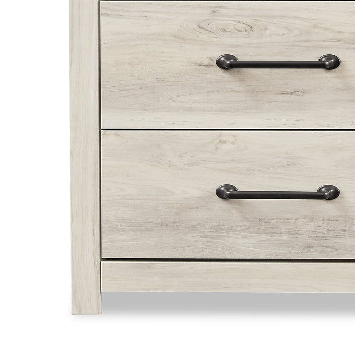 Abby 6pc Bedroom Set with Panel Bed, Dresser, Mirror, Nightstand for Kids, LED, USB, White - Twin Size