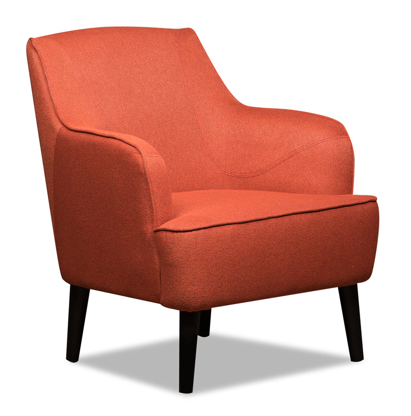 Aimy Linen-Look Fabric Accent Chair - Orange - {Modern}, {Retro} style Accent Chair in Orange {Plywood}, {Solid Woods}