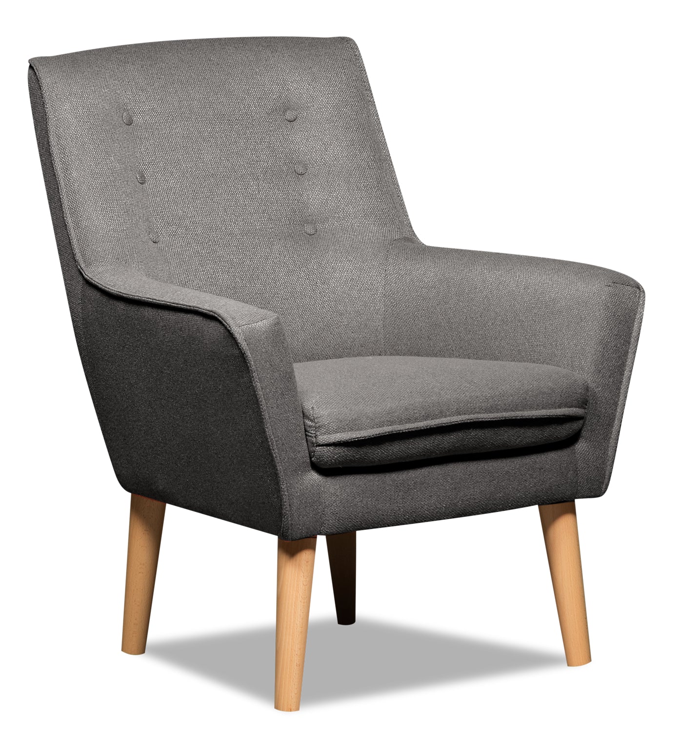 Arni 28 Dark Grey Linen Look Fabric Accent Chair with Wood Legs The Brick