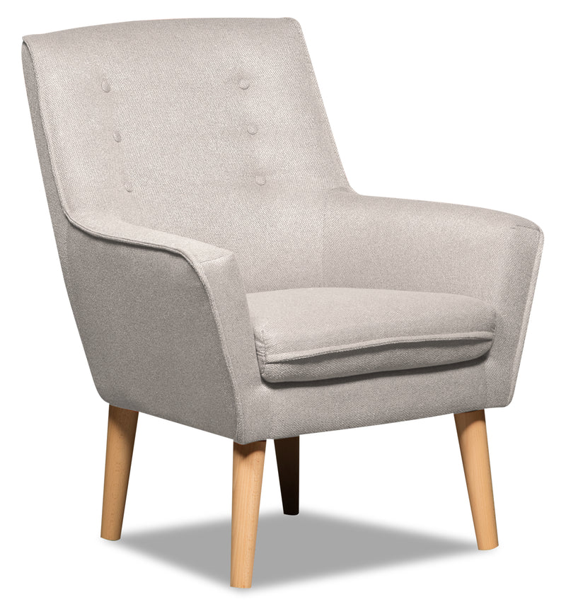 Arni Linen-Look Fabric Accent Chair - Grey - {Modern}, {Retro} style Accent Chair in Grey {Plywood}, {Solid Woods}