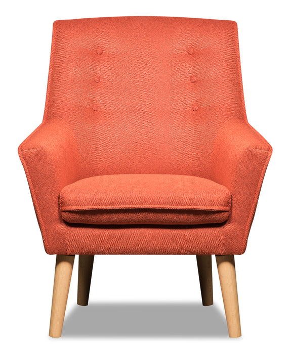 Arni 28\" Linen-Look Fabric Accent Chair with Wood Legs - Orange