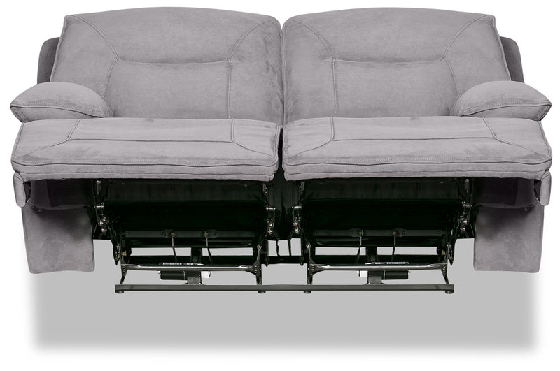 Beau Faux Suede Power Reclining Loveseat Grey The Brick