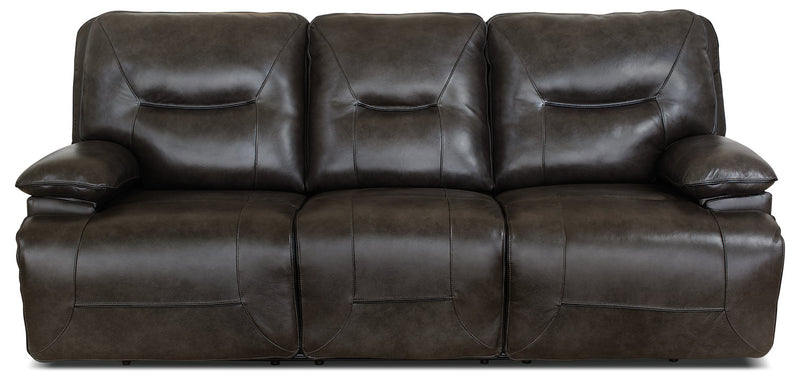 Beau Genuine Leather Power Reclining Sofa – Grey - Contemporary style Sofa in Grey