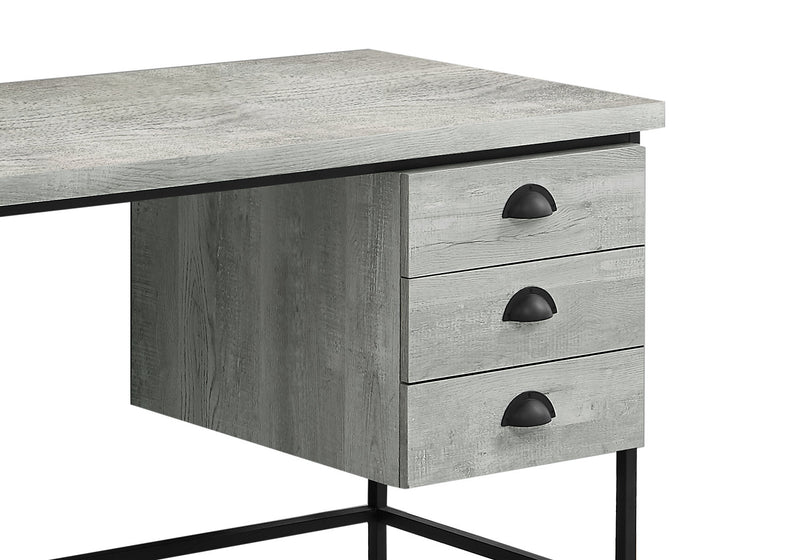 Blake 55.25\" Reclaimed Wood Look Office Desk with 3-Drawers - Grey
