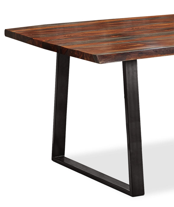 Bowery 7pc Dining Set with Table & 6 Avis Chairs, Sheesham Wood, Metal, 80\"W - Brown