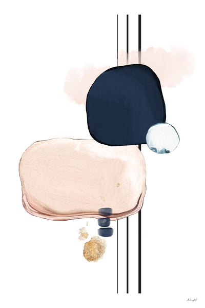 "Abstract Study Blush And Navy Blue" Giant Art 72x48 Wall Art