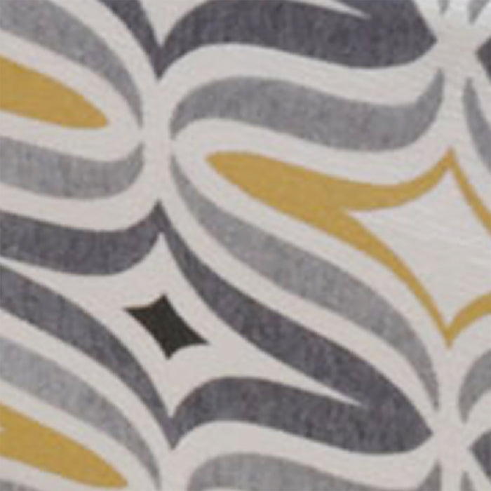 Carey 39.5\" Linen-Look Fabric Ottoman with Wood Legs - Grey and Yellow