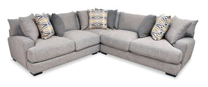Carey 3-Piece Linen-Look Fabric Sectional - Fog | Sofa sectionnel Carey 3 pièces en tissu d'apparence lin - brouillard | CAREYGS3
