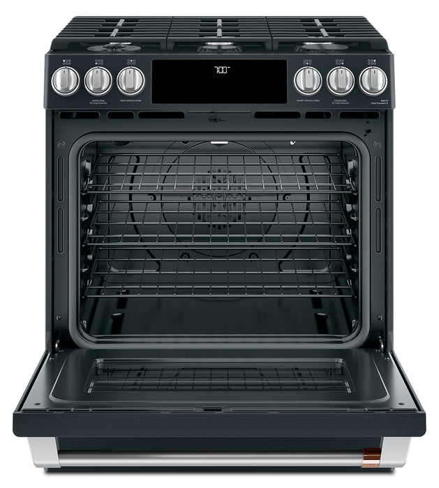 Cafe 5.6 Cu. Ft. Smart Gas Range with True European Convection and Self Clean Racks - Matte Black - CCGS700P3MD1