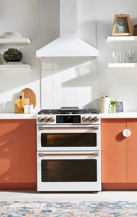 Cafe 5.6 Cu. Ft. Smart Gas Range with True European Convection and Self Clean Racks - Matte White - CCGS700P4MW2