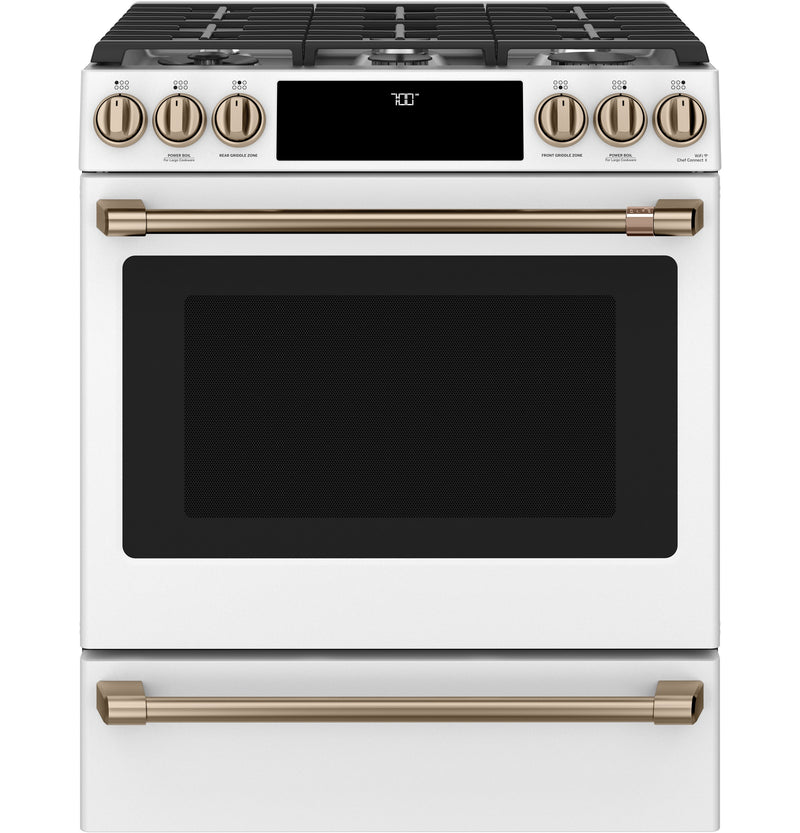Café Slide-In Gas Range with Convection - CCGS700P4MW2 - Gas Range in Matte White