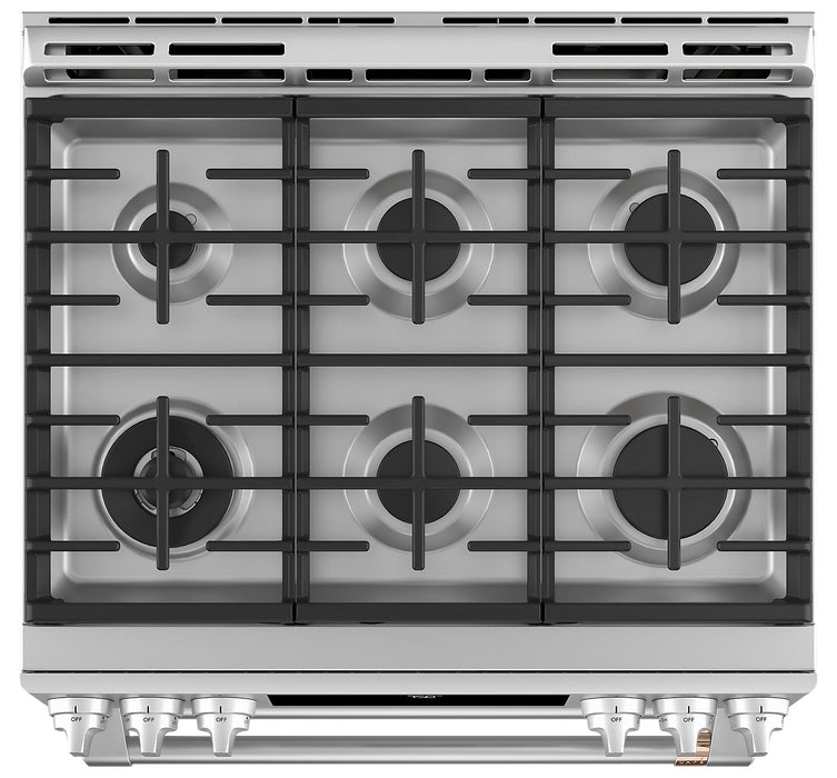 Cafe 6.7 Cu. Ft. Smart Gas Range with True European Convection and Self Clean Racks - Stainless Steel - CCGS750P2MS1