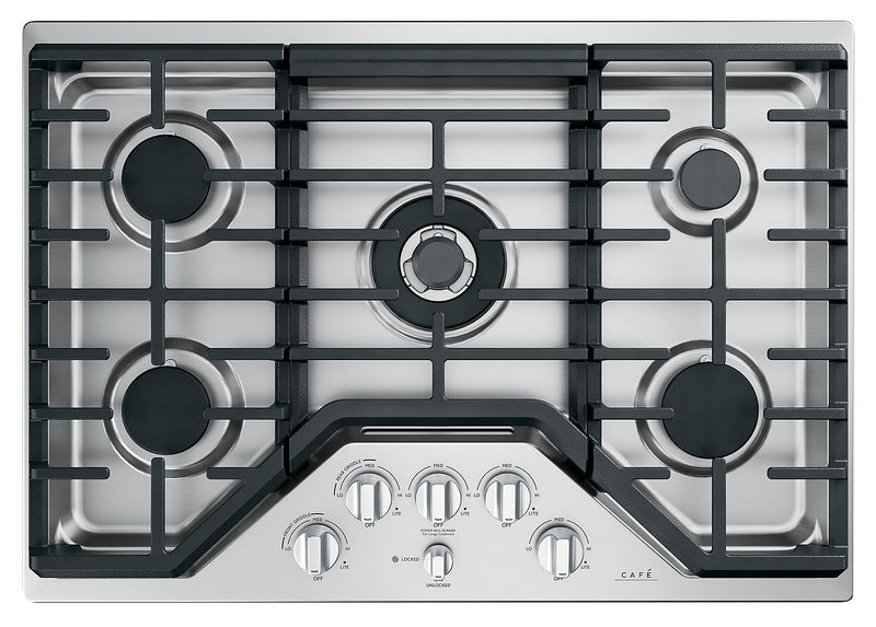 Café 30" Built-In 5-Burner Gas Cooktop - CGP95302MS1 - Gas Cooktop in Stainless Steel with Brushed Stainless Knobs