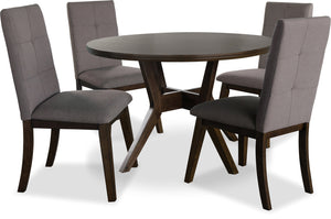 Chelsea 5-Piece Round Dining Table Package with Brown Chairs