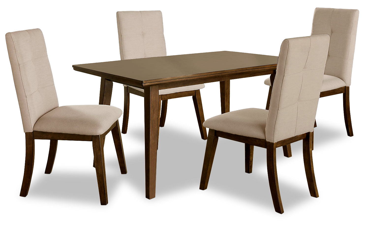 Chelsea 5pc Dining Set with Table 4 Taupe Chairs 60 W Walnut B. The Brick