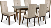 Chelsea 7-Piece Dining Table Package with Beige Chairs