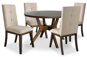 Chelsea 5-Piece Round Dining Table Package with Beige Chairs