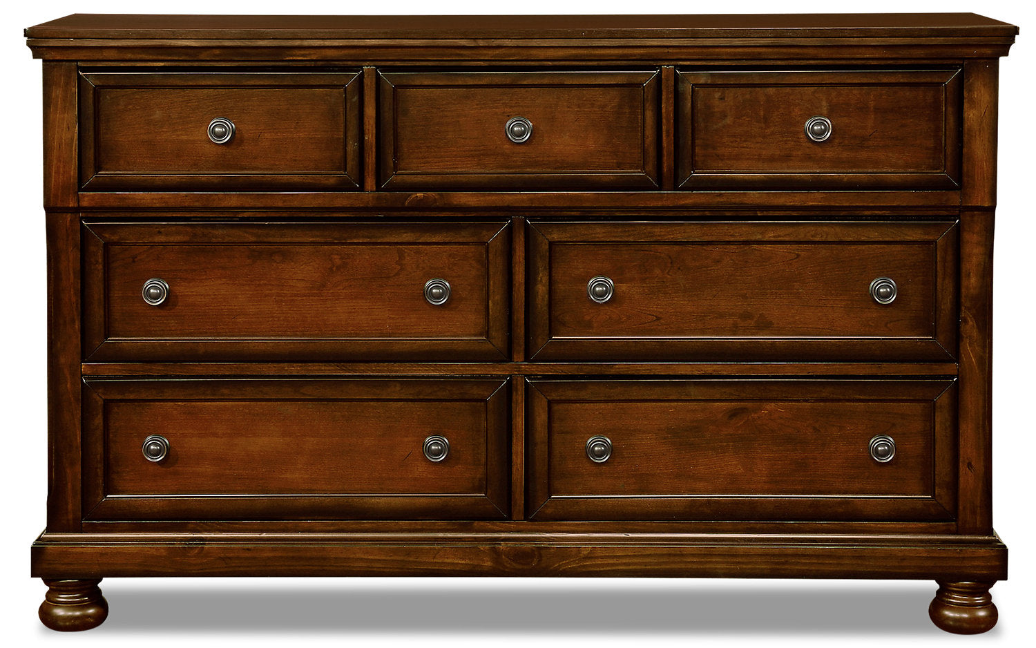 Chelsea Bedroom 7-Drawer Dresser, 60"W x 38"H - Cherry Brown - The Brick Chelsea Bedroom 7-Drawer Dresser, 60"W x 38"H - Cherry Brown - The Brick