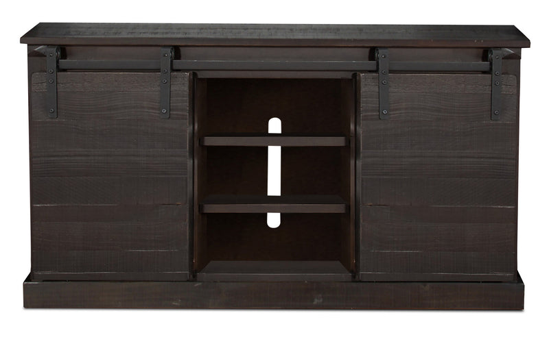 Tortosa 65” TV Stand with Barn Doors – Charred Oak