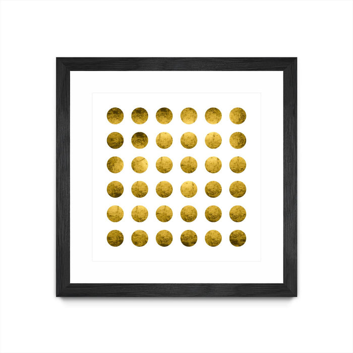 \"Golden Spots White\" Matted and Framed Black 36x36 Wall Art