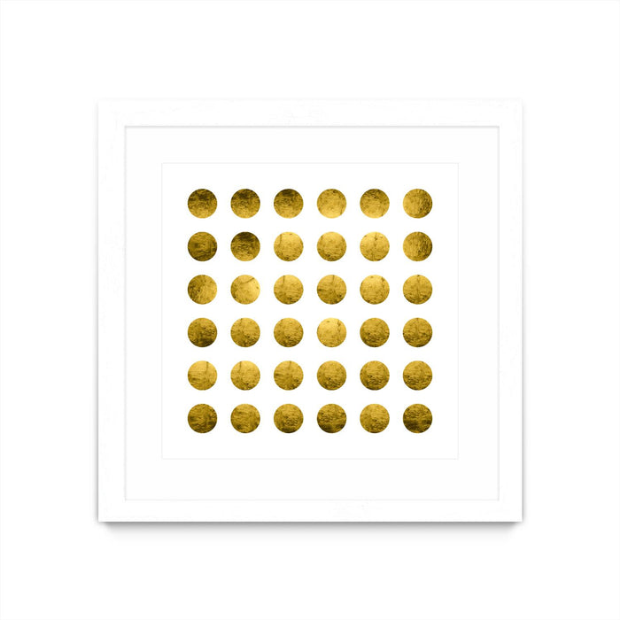 \"Golden Spots White\" Matted and Framed White 30x30 Wall Art