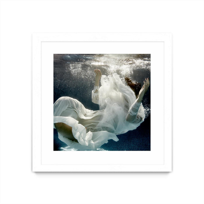 \"Float 3\" Matted and Framed White 30x30 Wall Art