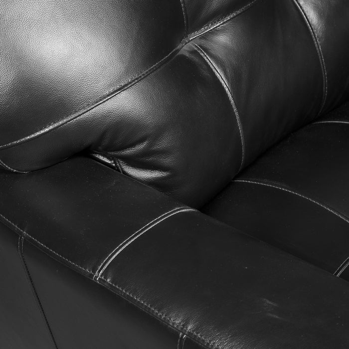 Curt 85\" Genuine Leather Sofa with Button Tufting - Black