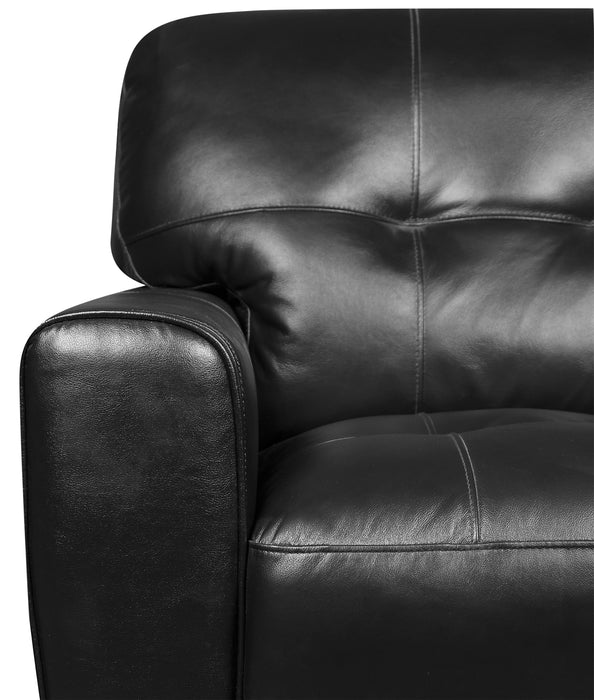 Curt 85\" Genuine Leather Sofa with Button Tufting - Black