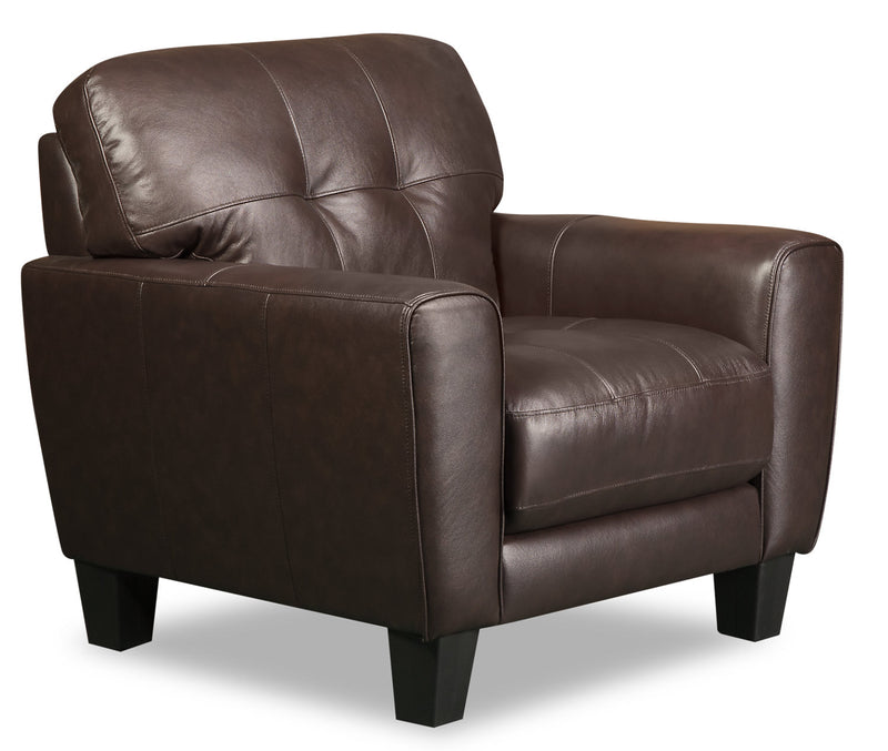 Curt Genuine Leather Chair - Brown - {Modern}, {Retro} style Chair in Brown {Solid Woods}