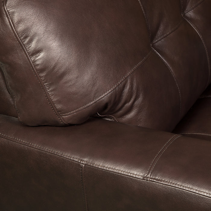 Curt 63\" Genuine Leather Loveseat with Button Tufting - Brown