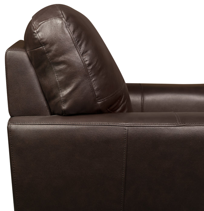 Curt 63\" Genuine Leather Loveseat with Button Tufting - Brown
