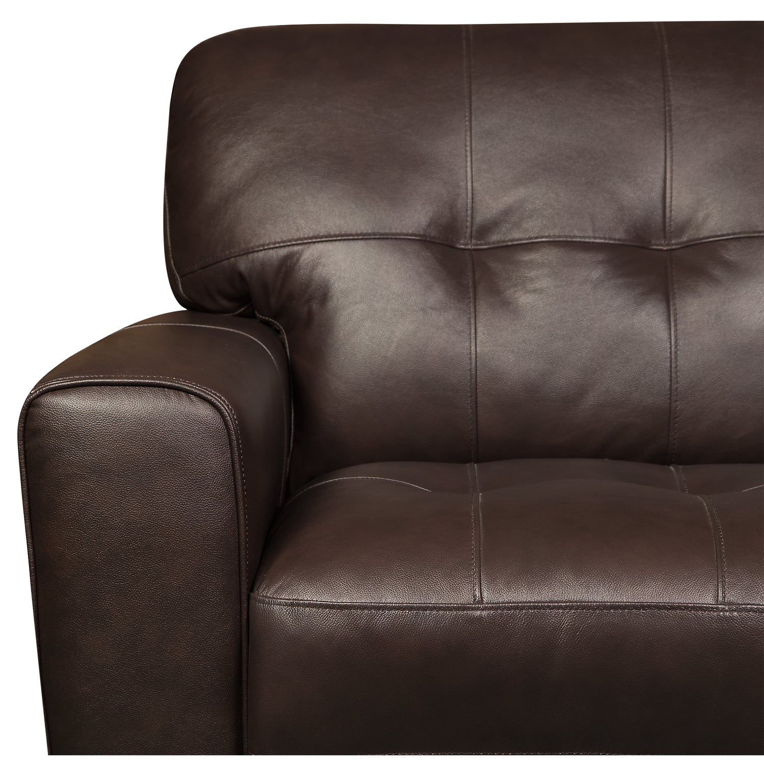 Curt 63 Genuine Leather Sofa with Button Tufting Brown The Brick