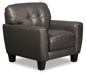 Curt Genuine Leather Chair - Grey | Fauteuil Curt en cuir véritable - gris | CURTGYCH