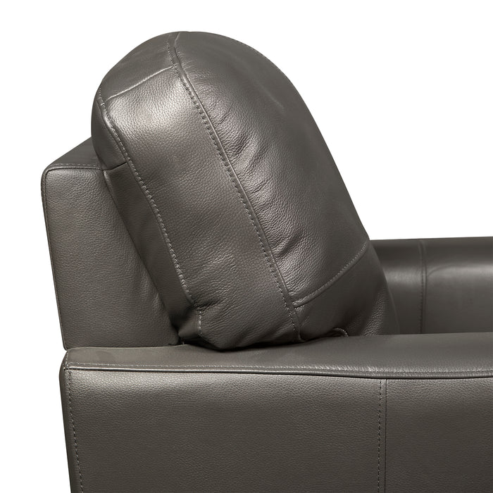 Curt 63\" Genuine Leather Sofa with Button Tufting - Grey