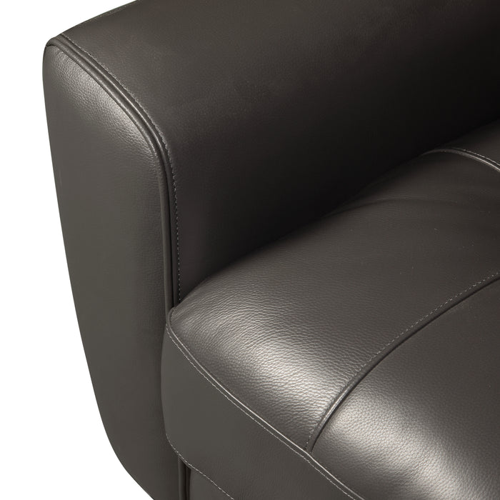 Curt 63\" Genuine Leather Sofa with Button Tufting - Grey