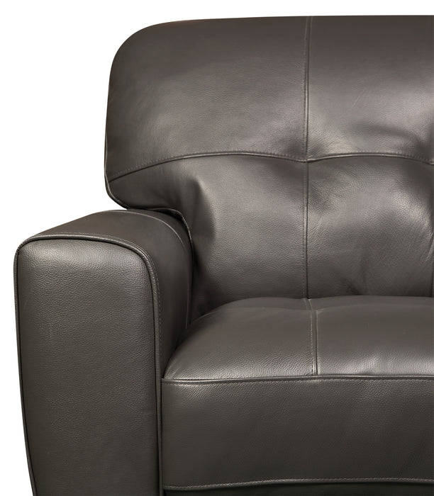 Curt 63\" Genuine Leather Sofa with Button Tufting - Grey