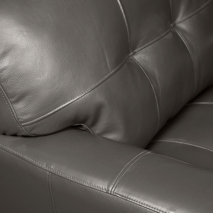 Curt 85\" Genuine Leather Sofa with Button Tufting - Grey