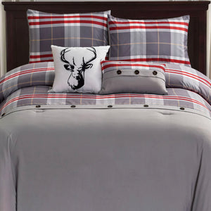 Lodge 5-Piece King Comforter Set - Grey|Ensemble d'édredon Lodge 5 pièces à carreaux pour très grand lit - gris|D27XJ1FX