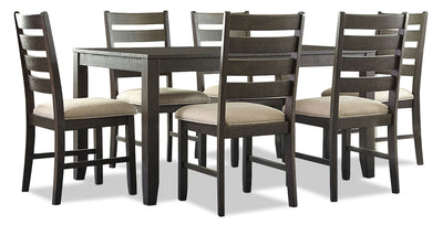Rokane 7-Piece Dining Package - Contemporary style Dining Room Set in Dark Brown Hardwood Solids and Veneers