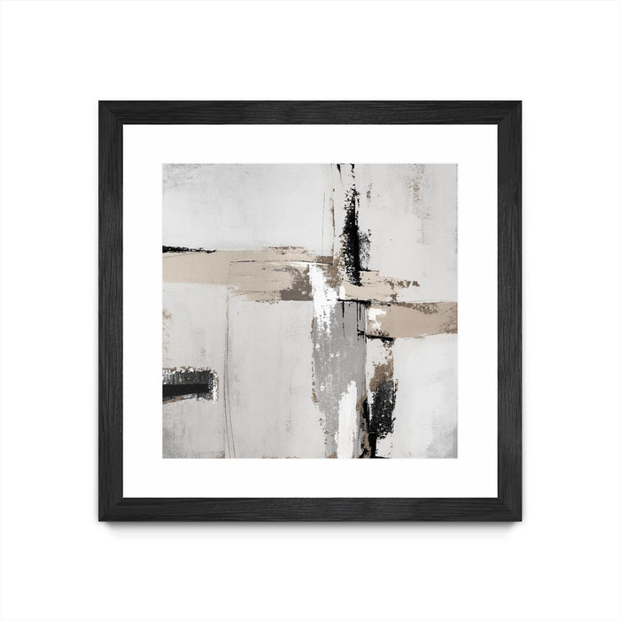 \"Off Edge Ii\" Matted and Framed Black 36x36 Wall Art