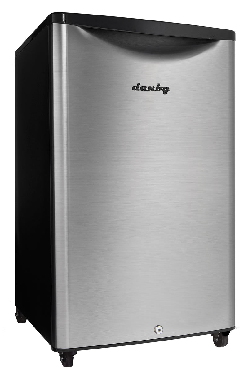 Danby 4.4 Cu. Ft. Outdoor Compact Refrigerator – DAR044A6BSLDBO - Refrigerator in Stainless Steel and Black