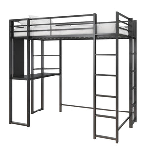 Atwater Living Alix Twin Metal Loft Bed with Desk - Black