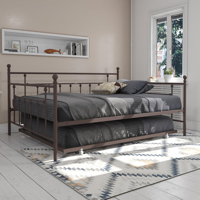 Dorel Home Atwater Living Maisie Queen Daybed and Full Trundle Set - Bronze